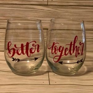 NEW - Stemless Wine Glasses - Better Together - Purple Lettering Vinyl